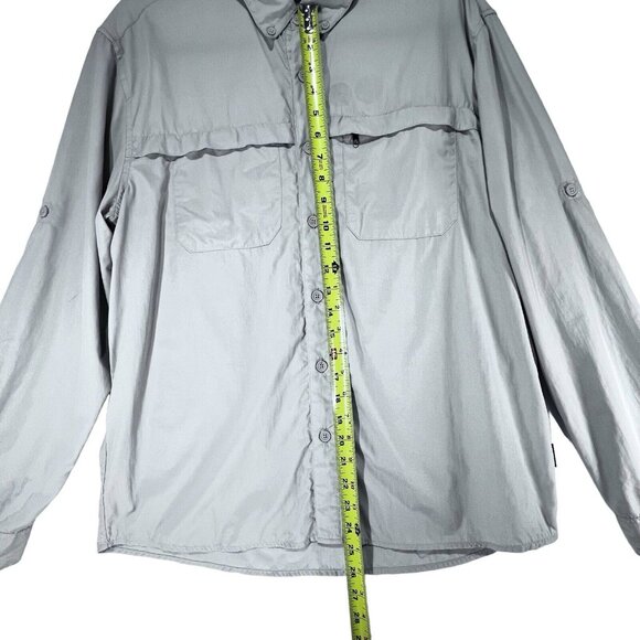 White Sierra Outdoor Shirt Beige Medium Fishing Hiking Vented Rolled Sleeves - Picture 15 of 16